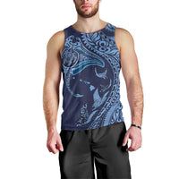 Hawaiian Manta Ray and Polynesian Tribal Tattoo Men Tank Top Dark Navy Color LT03