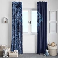 Hawaiian Manta Ray and Polynesian Tribal Tattoo Window Curtain Dark Navy Color LT03 - Polynesian Pride