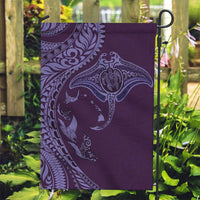 Hawaiian Manta Ray and Polynesian Tribal Tattoo Garden Flag Purple Color LT03
