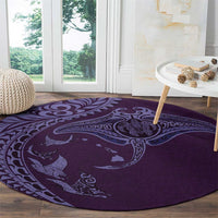 Hawaiian Manta Ray and Polynesian Tribal Tattoo Round Carpet Purple Color LT03 - Polynesian Pride