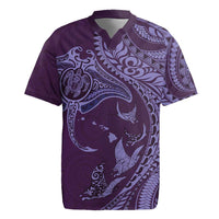 Hawaiian Manta Ray and Polynesian Tribal Tattoo Rugby Jersey Purple Color LT03
