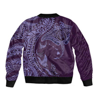 Hawaiian Manta Ray and Polynesian Tribal Tattoo Sleeve Zip Bomber Jacket Purple Color LT03 - Polynesian Pride