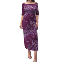 Hawaiian Manta Ray and Polynesian Tribal Tattoo Family Matching Puletasi and Hawaiian Shirt Pink Color LT03