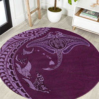 Hawaiian Manta Ray and Polynesian Tribal Tattoo Round Carpet Pink Color LT03 Pink - Polynesian Pride