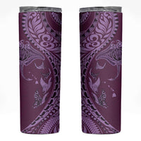Hawaiian Manta Ray and Polynesian Tribal Tattoo Skinny Tumbler Pink Color