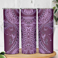 Hawaiian Manta Ray and Polynesian Tribal Tattoo Skinny Tumbler Pink Color