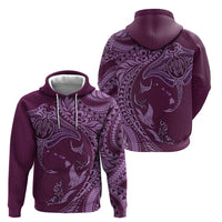 Hawaiian Manta Ray and Polynesian Tribal Tattoo Zip Hoodie Pink Color LT03
