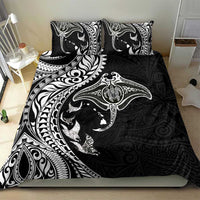 Hawaiian Manta Ray and Polynesian Tribal Tattoo Bedding Set Black Color LT03