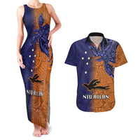 Papua New Guinea New Ireland Province Couples Matching Tank Maxi Dress and Hawaiian Shirt PNG Birds Of Paradise Polynesian Arty Style LT03 Orange - Polynesian Pride