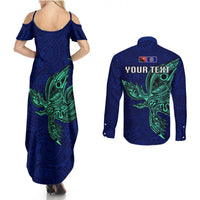 Custom Papua New Guinea Bougainville Couples Matching Summer Maxi Dress and Long Sleeve Button Shirts PNG Birds Of Paradise Polynesian Arty Style LT03 - Polynesian Pride