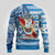 Hawaii Mele Kalikimaka Ugly Christmas Sweater Santa Claus Surfing with Hawaiian Pattern Striped Blue Style LT03 - Polynesian Pride