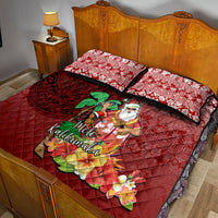Hawaii Mele Kalikimaka Quilt Bed Set Santa Claus and Hula Girl Tropical Folwer with Hawaiian Pattern LT03 - Polynesian Pride