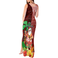 Hawaii Mele Kalikimaka Tank Maxi Dress Santa Claus and Hula Girl Tropical Folwer with Hawaiian Pattern LT03 - Polynesian Pride