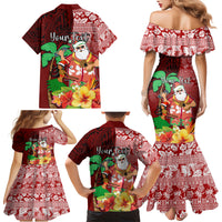 Custom Hawaii Mele Kalikimaka Family Matching Mermaid Dress and Hawaiian Shirt Santa Claus and Hula Girl Tropical Folwer with Hawaiian Pattern LT03 - Polynesian Pride