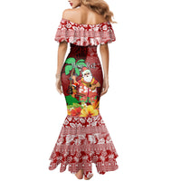 Custom Hawaii Mele Kalikimaka Family Matching Mermaid Dress and Hawaiian Shirt Santa Claus and Hula Girl Tropical Folwer with Hawaiian Pattern LT03 - Polynesian Pride