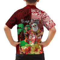 Custom Hawaii Mele Kalikimaka Hawaiian Shirt Santa Claus and Hula Girl Tropical Folwer with Hawaiian Pattern LT03 - Polynesian Pride
