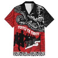 Aotearoa Toitu Te Tiriti Family Matching Summer Maxi Dress and Hawaiian Shirt Honoring Te Tiriti o Waitangi Maori Haka LT03 Dad's Shirt - Short Sleeve Red - Polynesian Pride