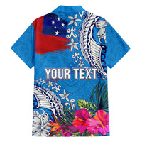 Personalised Samoa Coat Of Arms Family Matching Tank Maxi Dress and Hawaiian Shirt Tropical Flower Blue Polynesian Pattern LT03 - Polynesian Pride