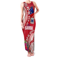 Personalised Samoa Coat Of Arms Family Matching Tank Maxi Dress and Hawaiian Shirt Tropical Flower Red Polynesian Pattern LT03 Mom's Dress Red - Polynesian Pride