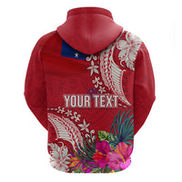 Personalised Samoa Coat Of Arms Hoodie Tropical Flower Red Polynesian Pattern LT03 - Polynesian Pride