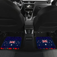 New Zealand and Australia ANZAC Day Car Mats Lest We Forget Red Poppy Flowers and Soldier LT03 Set 2pcs - Back Blue - Polynesian Pride