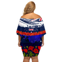 New Zealand and Australia ANZAC Day Family Matching Off Shoulder Short Dress and Hawaiian Shirt Lest We Forget Red Poppy Flowers and Soldier LT03 - Polynesian Pride