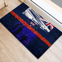 New Zealand and Australia ANZAC Day Rubber Doormat Lest We Forget Red Poppy Flowers and Soldier LT03 - Polynesian Pride