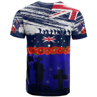 New Zealand and Australia ANZAC Day T Shirt Lest We Forget Red Poppy Flowers and Soldier LT03 - Polynesian Pride