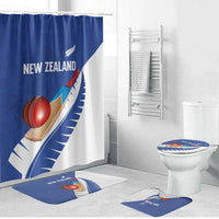 New Zealand Cricket Bathroom Set Kiwi Birds Haka Dance Blue Fern Sporty Style