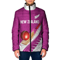Custom New Zealand Cricket Padded Jacket Kiwi Birds Haka Dance Pink Fern Sporty Style