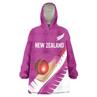 Custom New Zealand Cricket Wearable Blanket Hoodie Kiwi Birds Haka Dance Pink Fern Sporty Style
