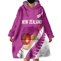 Custom New Zealand Cricket Wearable Blanket Hoodie Kiwi Birds Haka Dance Pink Fern Sporty Style
