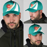 New Zealand Cricket Classic Cap Kiwi Birds Haka Dance Turquoise Fern Sporty Style