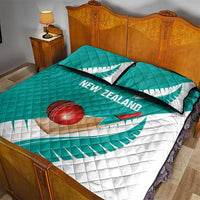 New Zealand Cricket Quilt Bed Set Kiwi Birds Haka Dance Turquoise Fern Sporty Style
