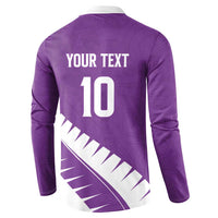Custom New Zealand Cricket Button Sweatshirt Kiwi Birds Haka Dance Purple Fern Sporty Style LT03 - Polynesian Pride