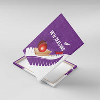 New Zealand Cricket Canvas Wall Art Kiwi Birds Haka Dance Purple Fern Sporty Style