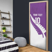 Custom New Zealand Cricket Door Cover Kiwi Birds Haka Dance Purple Fern Sporty Style