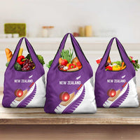 New Zealand Cricket Grocery Bag Kiwi Birds Haka Dance Purple Fern Sporty Style