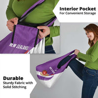 New Zealand Cricket Grocery Bag Kiwi Birds Haka Dance Purple Fern Sporty Style
