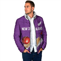 Custom New Zealand Cricket Padded Jacket Kiwi Birds Haka Dance Purple Fern Sporty Style