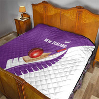 New Zealand Cricket Quilt Kiwi Birds Haka Dance Purple Fern Sporty Style