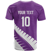 Custom New Zealand Cricket T Shirt Kiwi Birds Haka Dance Purple Fern Sporty Style