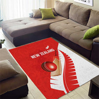 New Zealand Cricket Area Rug Kiwi Birds Haka Dance Red Fern Sporty Style