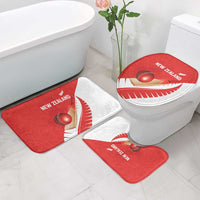 New Zealand Cricket Bathroom Set Kiwi Birds Haka Dance Red Fern Sporty Style