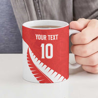 Custom New Zealand Cricket Ceramic Mug Kiwi Birds Haka Dance Red Fern Sporty Style
