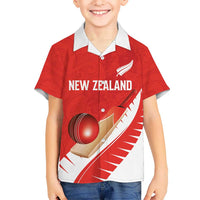 Custom New Zealand Cricket Family Matching Off Shoulder Short Dress and Hawaiian Shirt Kiwi Birds Haka Dance Red Fern Sporty Style