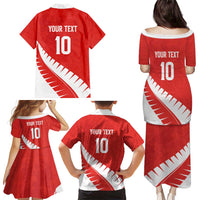 Custom New Zealand Cricket Family Matching Puletasi and Hawaiian Shirt Kiwi Birds Haka Dance Red Fern Sporty Style