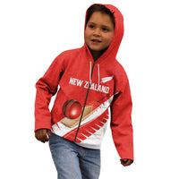 Custom New Zealand Cricket Kid Hoodie Kiwi Birds Haka Dance Red Fern Sporty Style