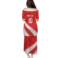 Custom New Zealand Cricket Puletasi Kiwi Birds Haka Dance Red Fern Sporty Style