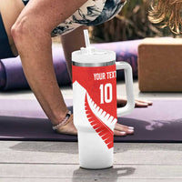 Custom New Zealand Cricket Tumbler With Handle Kiwi Birds Haka Dance Red Fern Sporty Style